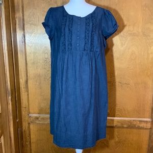 GAP Chambray Ruffle Detail Cap Sleeve Dress, XXL